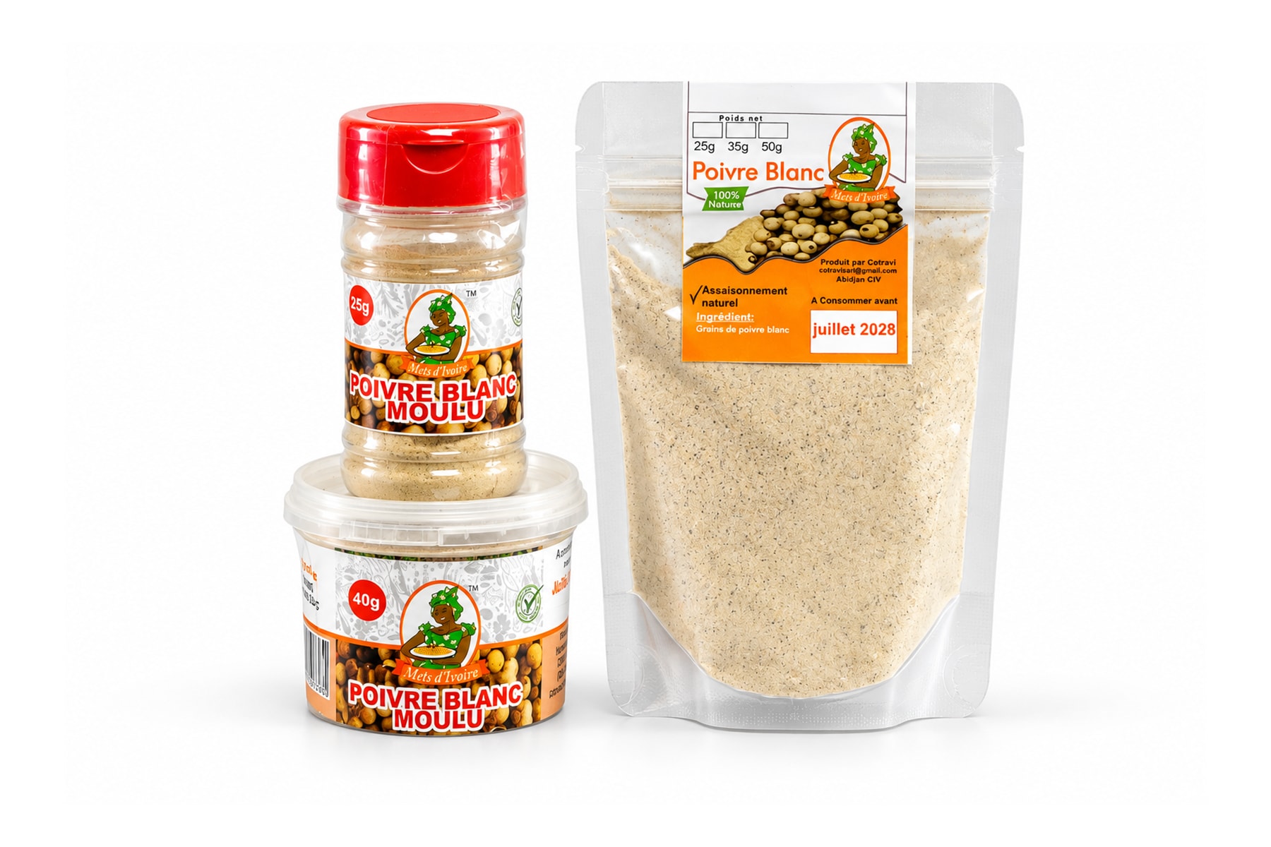 Poivre blanc moulu